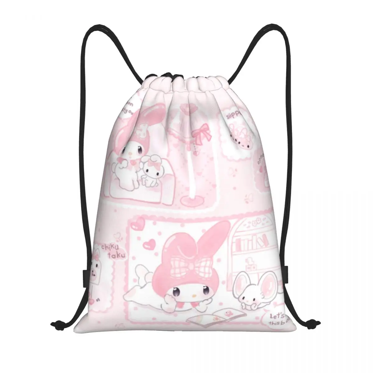 

My Melody Portable Sports Bag Thicken Drawstring Belt Riding Backpack Gym Drawstring Shoes Bag Clothes Backpacks