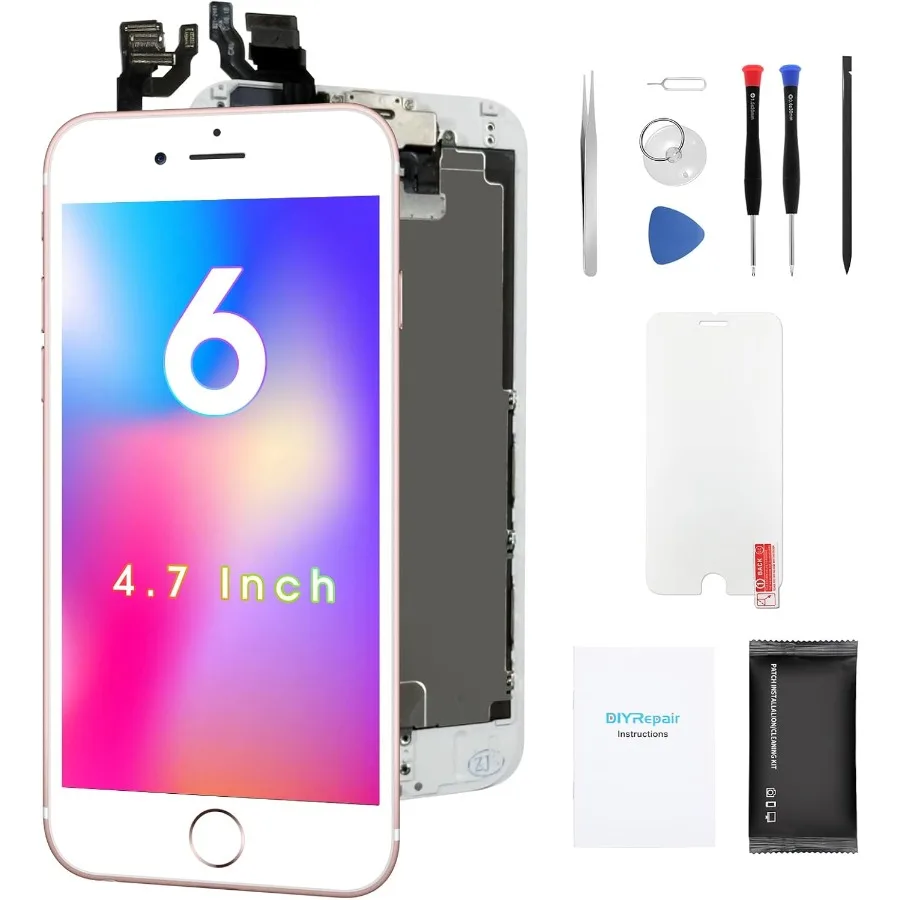 

Для iPhone 6, замена экрана 4,7 дюйма, 3D сенсорный дисплей, комплект для ремонта Full HD, дигитайзер в сборе с набором инструментов, инструмент из закаленного стекла
