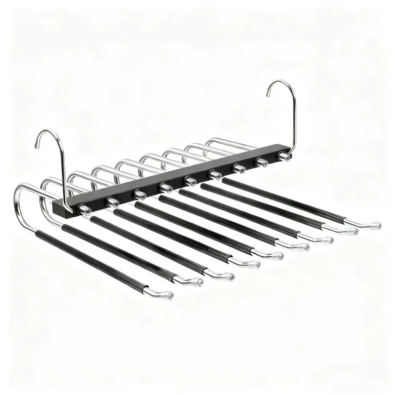 Foldable Stainless Steel Pants Hanger Multi-layer Magic Trouser Rack Non-slip Multifunctional Wardrobe Storage Organizer