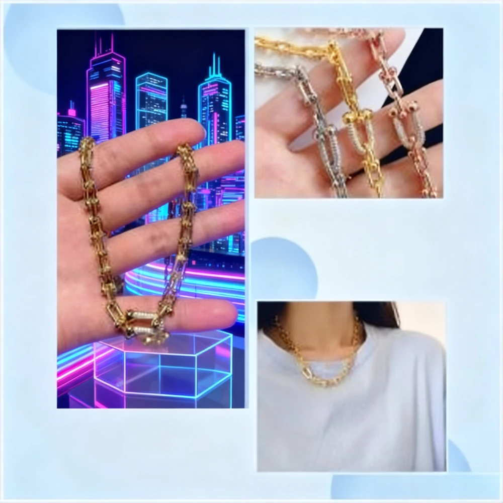 

2025 Trendy Jewelry 2025 Classic Charm Hot Sale Chain Link Necklace Women High Quality Fashion Anniversary Party Gift