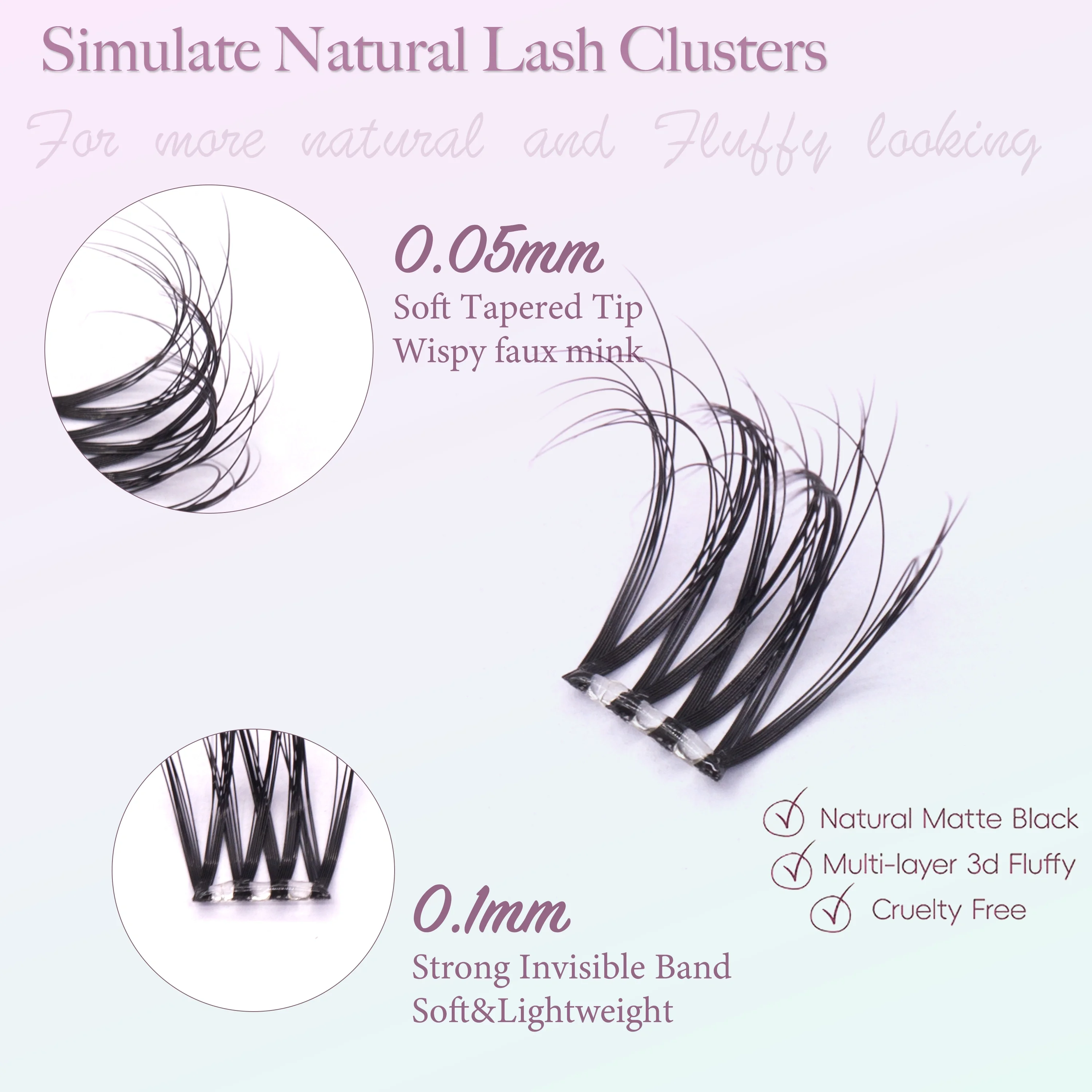 36 Stück braune Press-On-Wimpern-Cluster, natürliche Wimpern-Cluster mit Kleber, kein Kleber erforderlich, Manga-Wimpern, unsichtbares Band – Detail 5