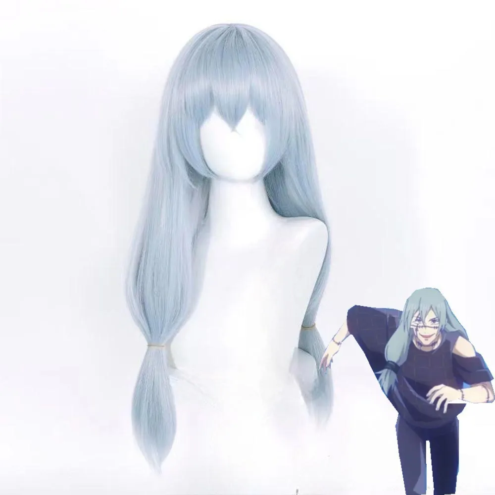 1 pedaço de feitiço de amarração de cabelo azul claro com três pacotes, batalha de anime, modelagem de ação ao vivo, peruca de jogo