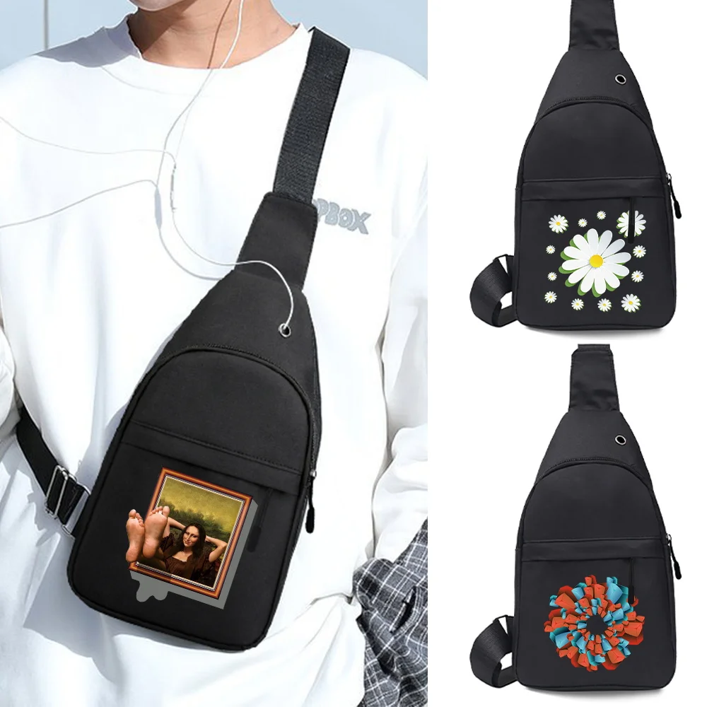 Fashion 3D Pattern Chest Bags Mobile Phone Sundries Storage Pack Portable Shoulder Chest Bags Daily Commute Crossbody Backpack