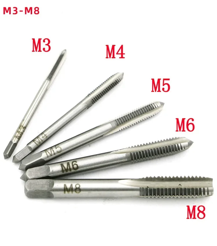 Adjustable Silver T-Handle Ratchet Tap Holder Wrench with 5pcs M3-M8 3mm-8mm Machine Screw Thread Metric Plug T-shaped Tap