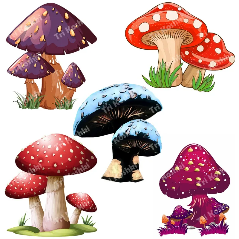 Tri koshki RC071 Colored Cartoon Mushrooms Wall Sticker Waterproof Decal PVC Home Decoration Kids Room Door Living Room Toile