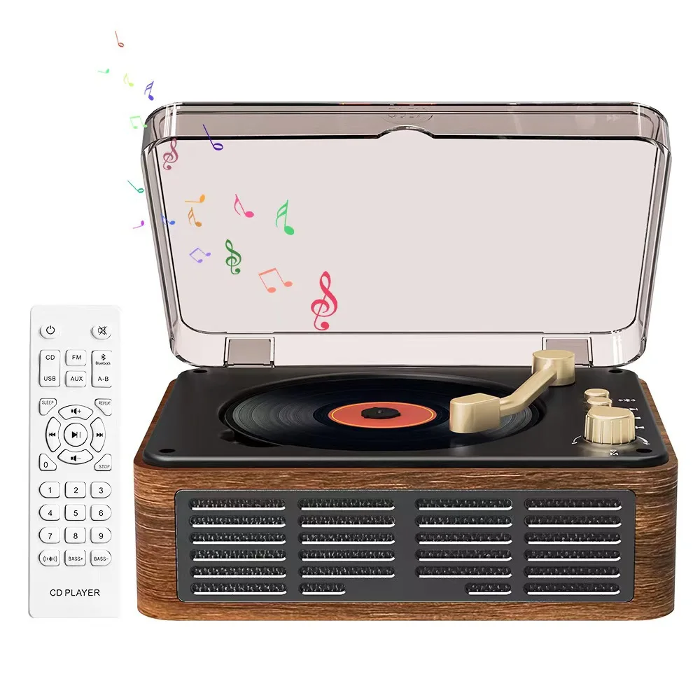 

Multifunctional Retro CD Player Portable Bluetooth Speaker High Fidelity Stereo Album Player