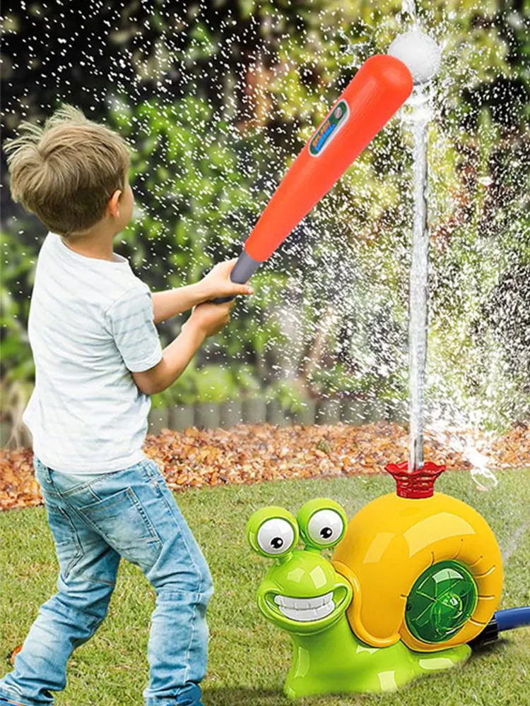 Aspersor de agua de caracol de dibujos animados, juguete de béisbol, juego de agua de verano, aspersor de agua para niños y niñas, diversión para fiesta en la piscina y patio trasero de verano