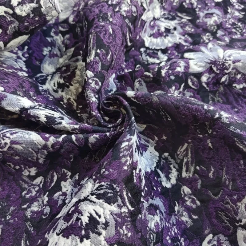 Textured polyester oil painting flower-colored woven jacquard fabric for dresses shoes and bags large