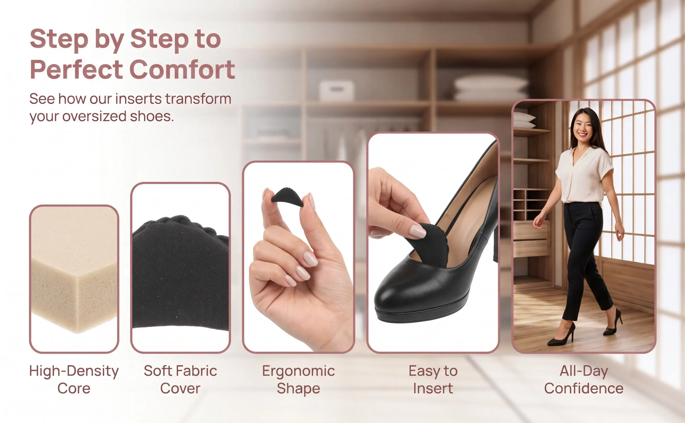 2Pair Black Sponge Shoe Filler Inserts Toe Plug Anti-Pain Foot Brace Unisex Big Shoe Size Reducer Prevent Heel Slip Comfortable