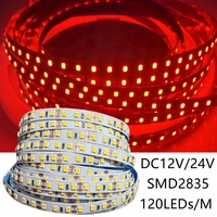 120LEDs/m DC12V 24V Home Lamp Strip 2835 LED Strip Decor Red Ice Blue Green Yellow Pink Flexible And Cuttable 2835 Soft Lamp Bar