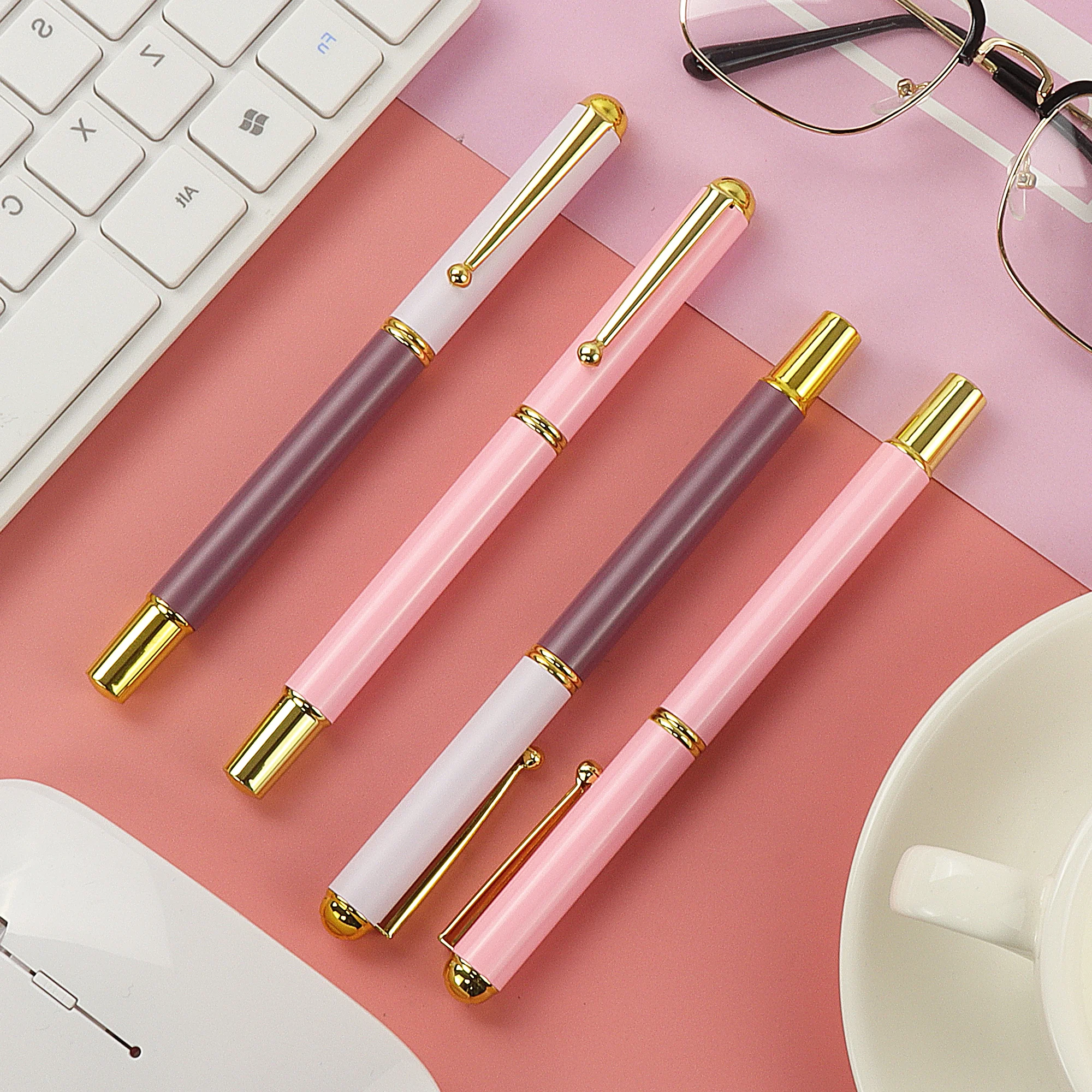 

1/2/4Pcs Pink&Purple Morandi Color Neutral Pen,Fashionable Minimalist Design,4 Gift Box Options,Office School Writing Stationery