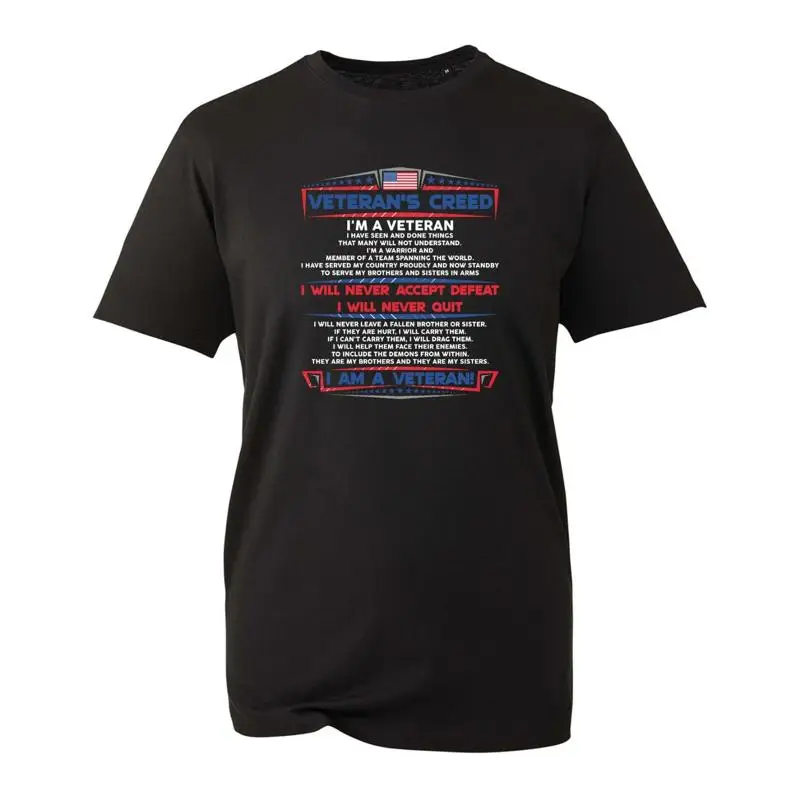 

Veterans Creed T Shirt I Will Never Quit Am A Veteran Kids Adults Top