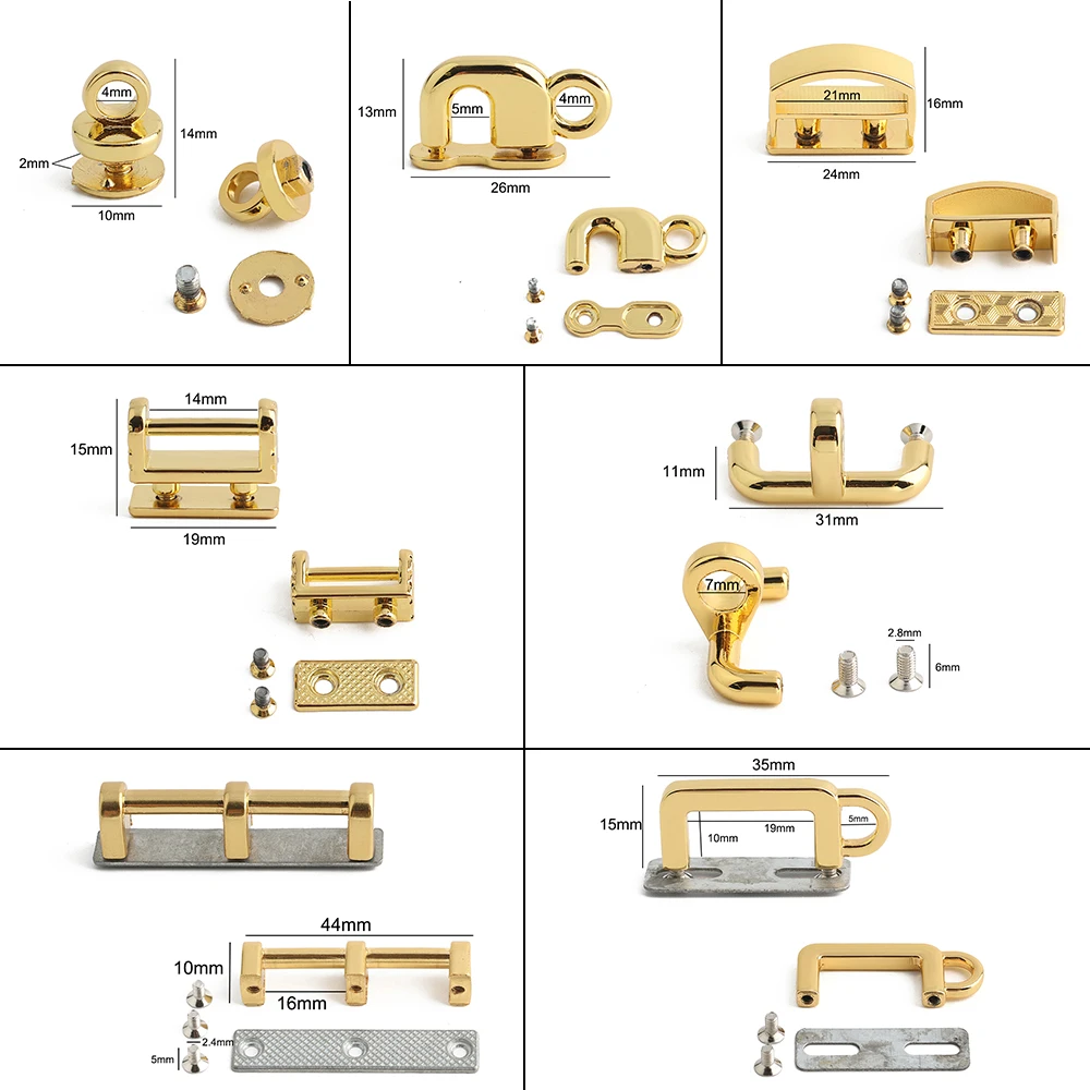 20/40/100PCS K gold Metal U Ring Bag Arch Bridge Clasp Screw Connector Hanger For Handbags Handle Strap Side Clip Accessories