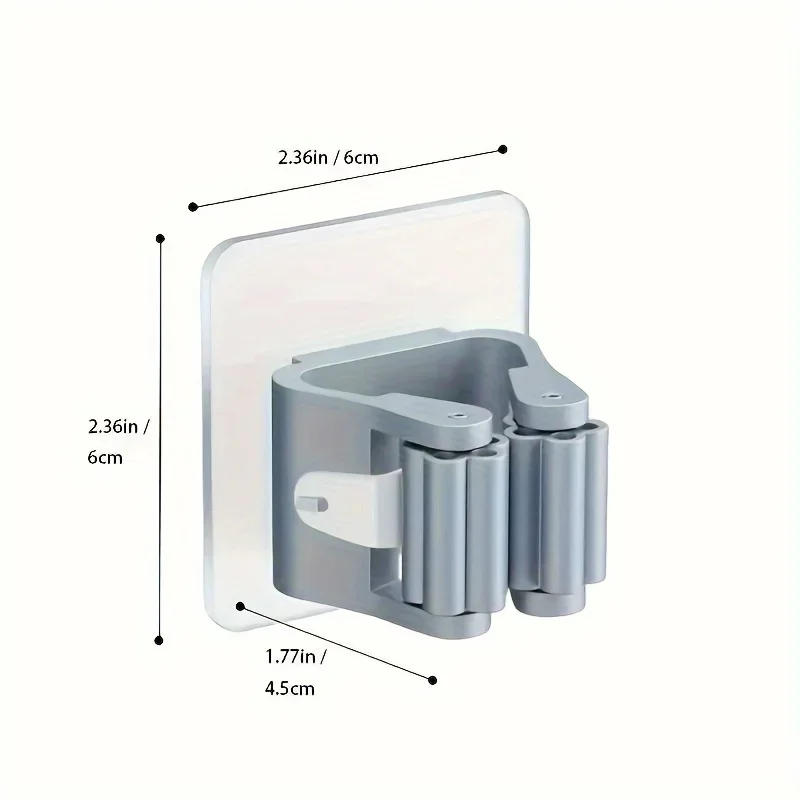 4pcs ABS Mop Organizer Holder, Seamless Wall Mounted Mop Clips with No Drill Installation,Strong Adhesive Bathroom Storage Hooks