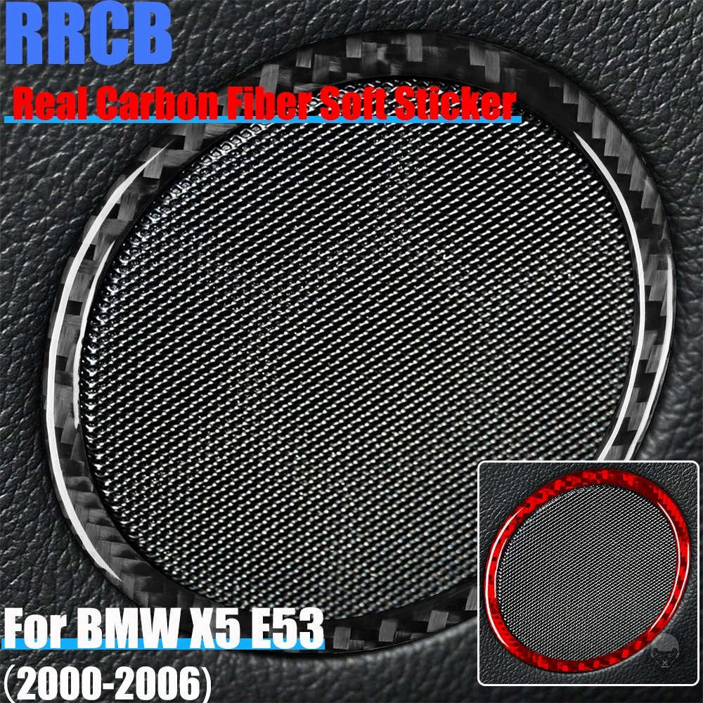 

Real Carbon Fiber Car Accessories Door Speaker Panel Cover Soft Sticker For BMW X5 E53 2000 2001 2002 2003 2004 2005 2006