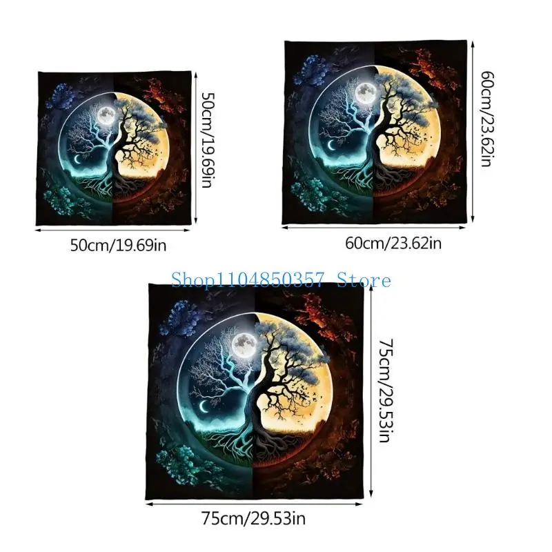 5asd بطاقات العرافة مفرش طاولة نسيج أشجار الحياة التارو بطاقة مفرش المائدة التنجيم التارو السحر سطح القماش #6