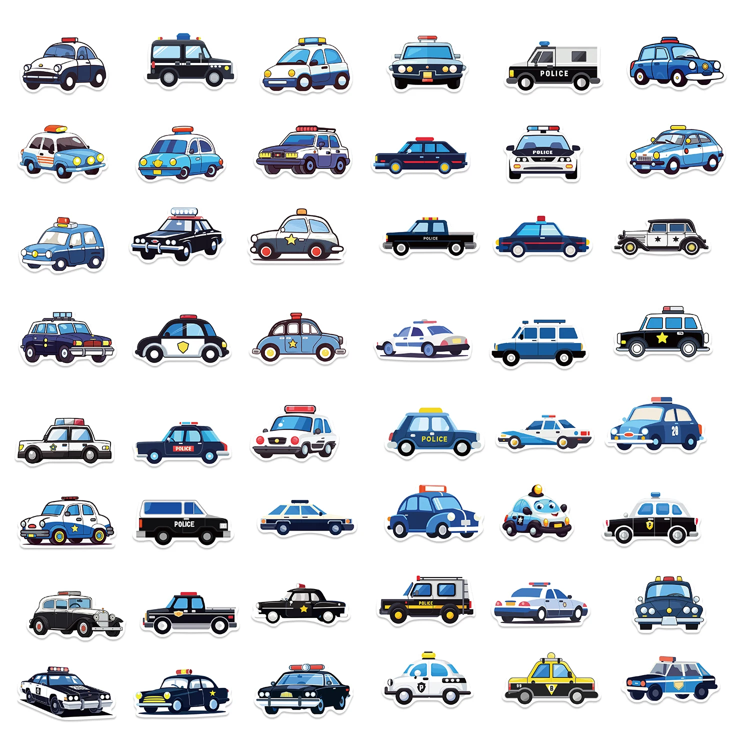 50pcs Police Squad Car Stickers For Laptop Water Bottle Luggage Notebook Waterproof Graffiti Vinyl  Cute Cartoon Decals Sticker