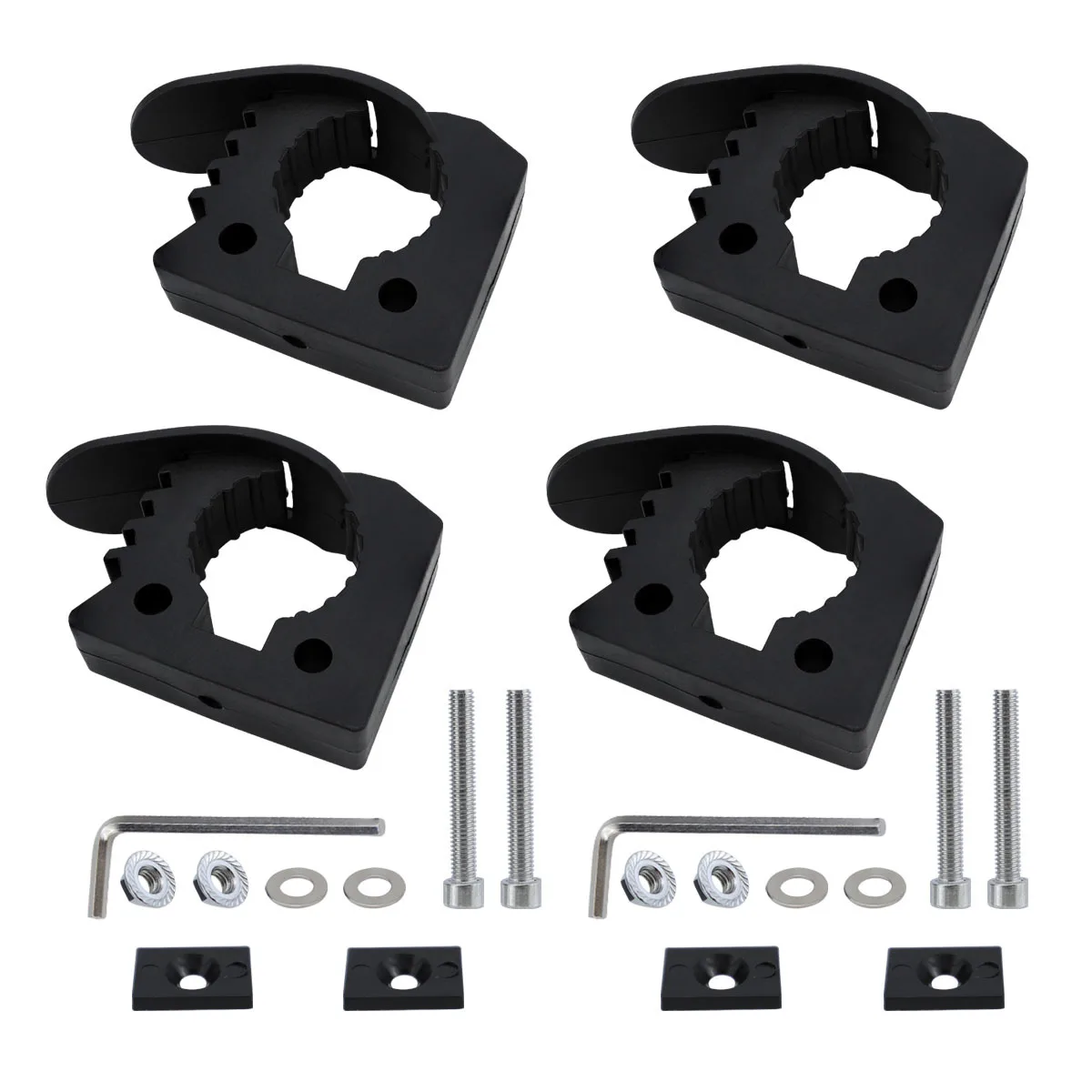 4Pcs Quick-Release Clamp Mount Rubber Clamp Grip Tool Equipment Holder 5 Step Adjustable Rack Overlanding Secure Mount ﻿Clamp