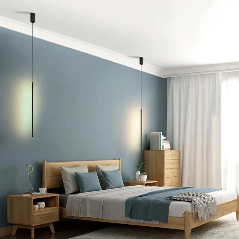 

Скандинавская простая светодиодная длинная подвесная люстра для гостиной, дивана, фон, настенный светильник, прикроватный торшер для спальни