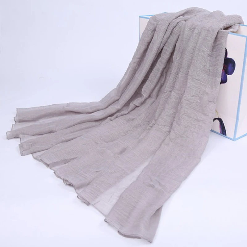 Lenço de linho de algodão feminino, xales de pashmina, lenços longos e macios, hijab muçulmano, moda feminina, verão, 2024
