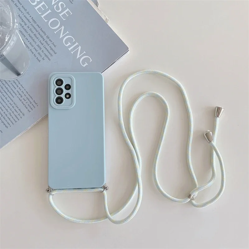 A 55 35 25 15 S 24 Crossbody Lanyard Case For Samsung Galaxy A55 A35 A25 A15 A05s S24 Plus Ultra 5g M34 Cord Silicone Back Cover