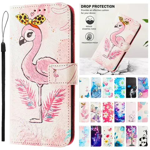 For Samsung Galaxy A7 A6 A8 2018 Case Painted Leather Wallet Cover on sFor Etui Samsung A7 A8 J4 J6 Plus 2018 Phone Case Fundas