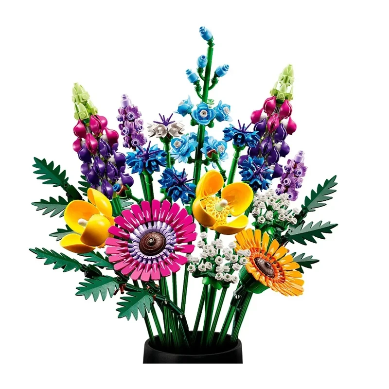 Artificial Chrysanthemum Flower Home Decoration Wildflower Building Blocks Girls Birthday Christmas Gift Children Toys