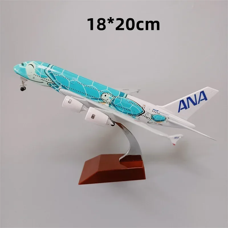 Japan Air ANA Airbus A380 Cartoon Sea Turtle Airlines Diecast Airplane Model Plane Aircraft w Landing Gears 18*20cm Alloy Metal