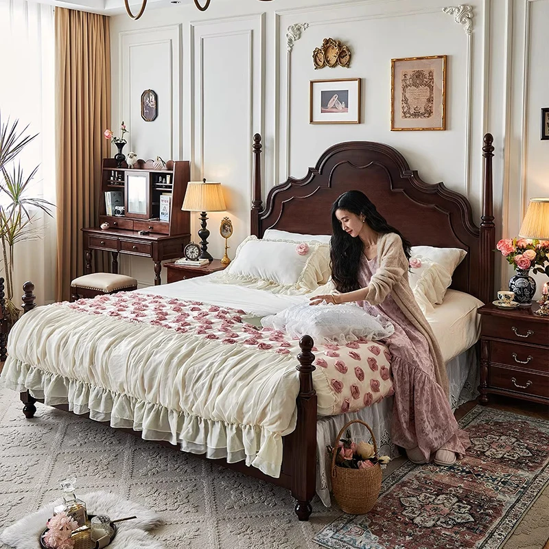 

King Size Queen Double Bed Storage Adults Wood Modern Style Double Bed Household Solid Camas De Dormitorio Furniture For Home