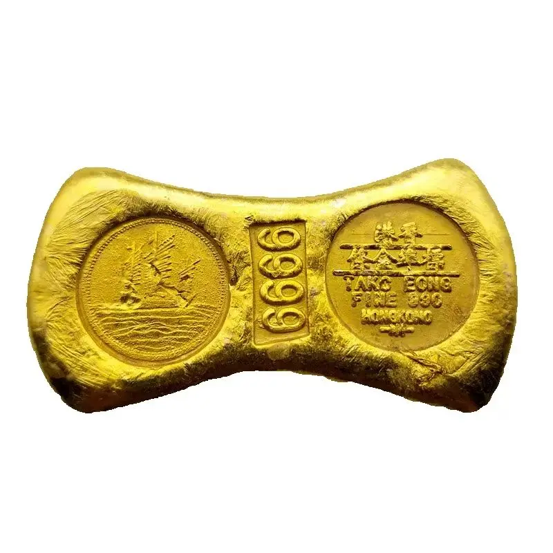 1pcs Exquisite Antique Gold Bars Rectangle Gold Plated Bars Jewelry Collection Gifts 6.3cm X 3.3cm Weight 120g