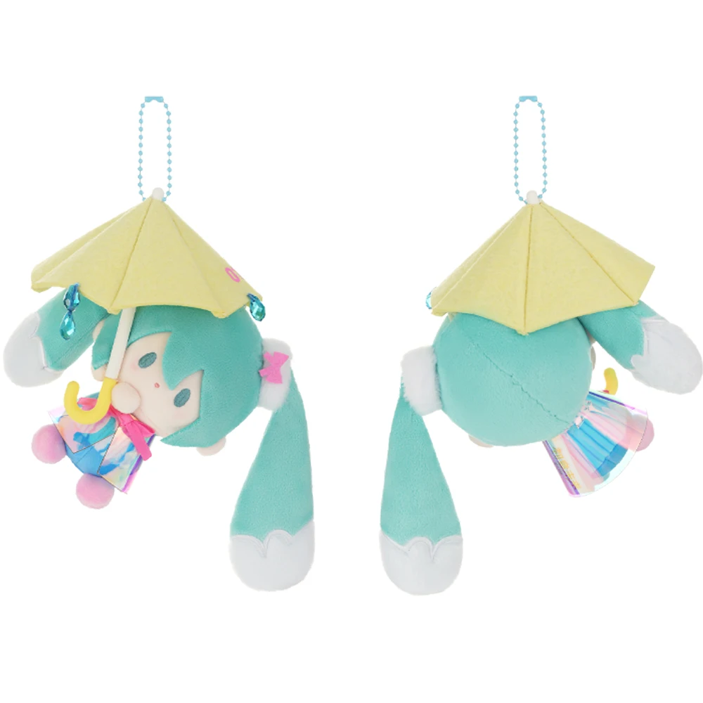 En Stock Original Hatsune Miku inicial amor lluvia sonido serie bebé versión Q muñeco de peluche dibujos animados mochila decorativa colgante