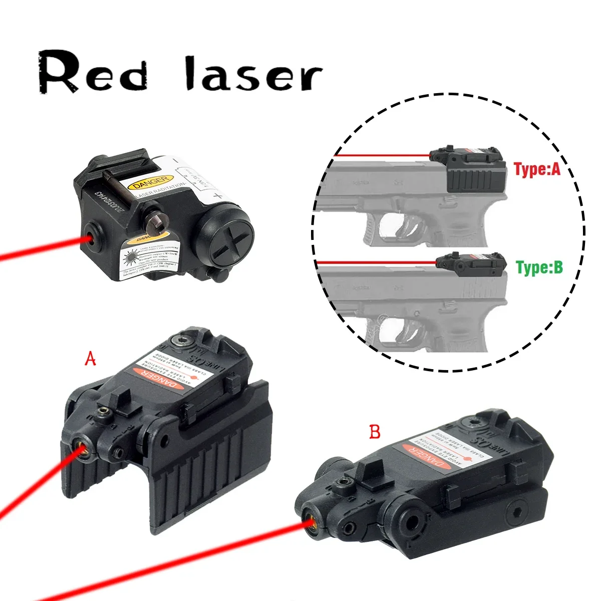 Mini odorlaser compact rouge, pointeur laser Glock, G17, 18C, 22, 34, montage haut et bas