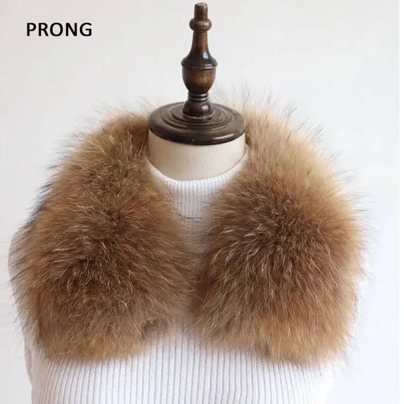 Winter Real Fur Collar Neck Warm Raccoon Fur Scarf Shawls Women Winter Parkas Coat Jacket Hood Fur Decor Collar Furry Scarves view 4