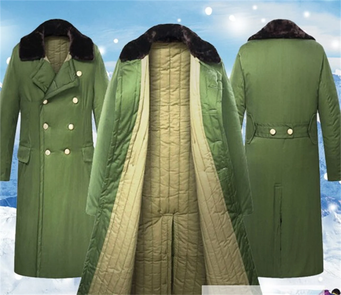 Imagem -04 - Jaqueta com Capuz Parka Militar Masculina Jaqueta de Caça Verde Cabolsa Grosso de Algodão Térmico Exterior Sobretudo Longo Impermeável Inverno