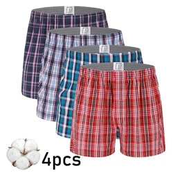 4pcs/set FARDLY men's underwear, pure cotton boxing shorts, checkered briefs, classic basic style, comfortable loose Aro pants