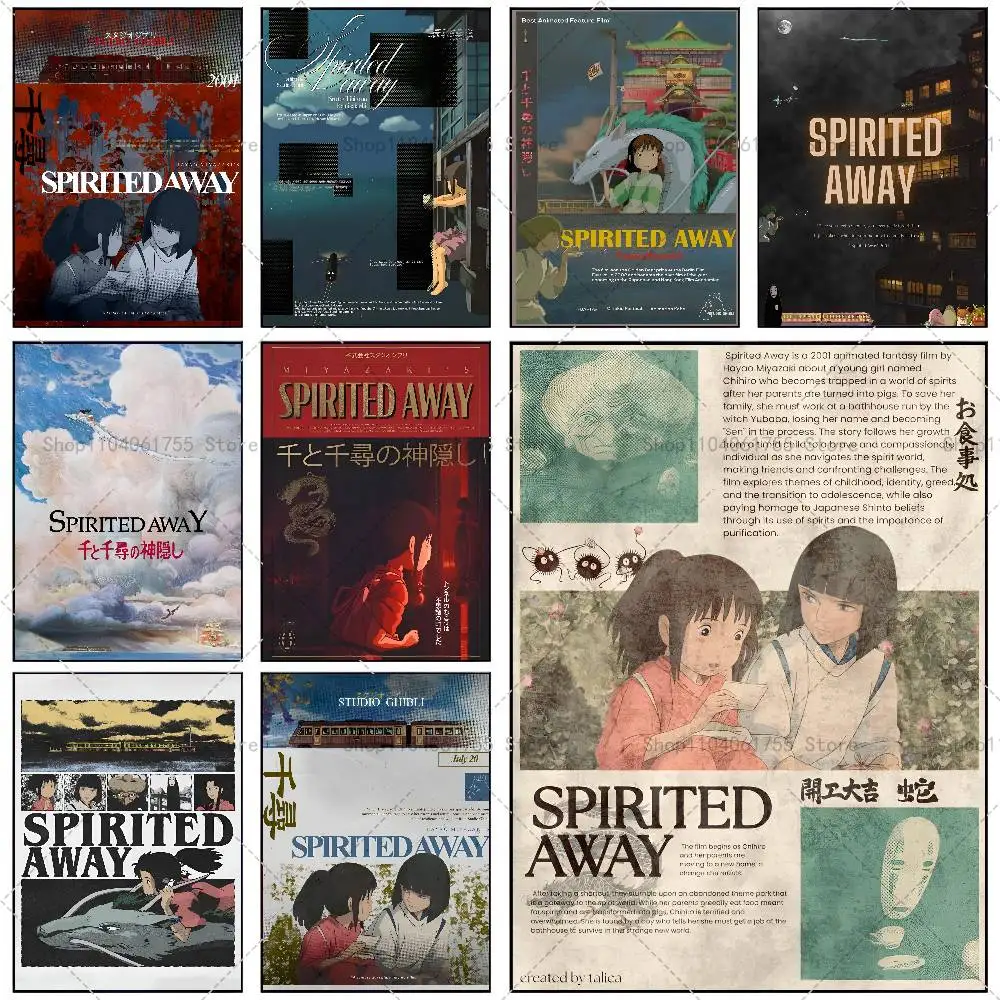 Japanese Anime S-Spirited Classics A-Away Poster Self-adhesive Art Waterproof Paper Sticker Coffee House Bar Room Wall Decor