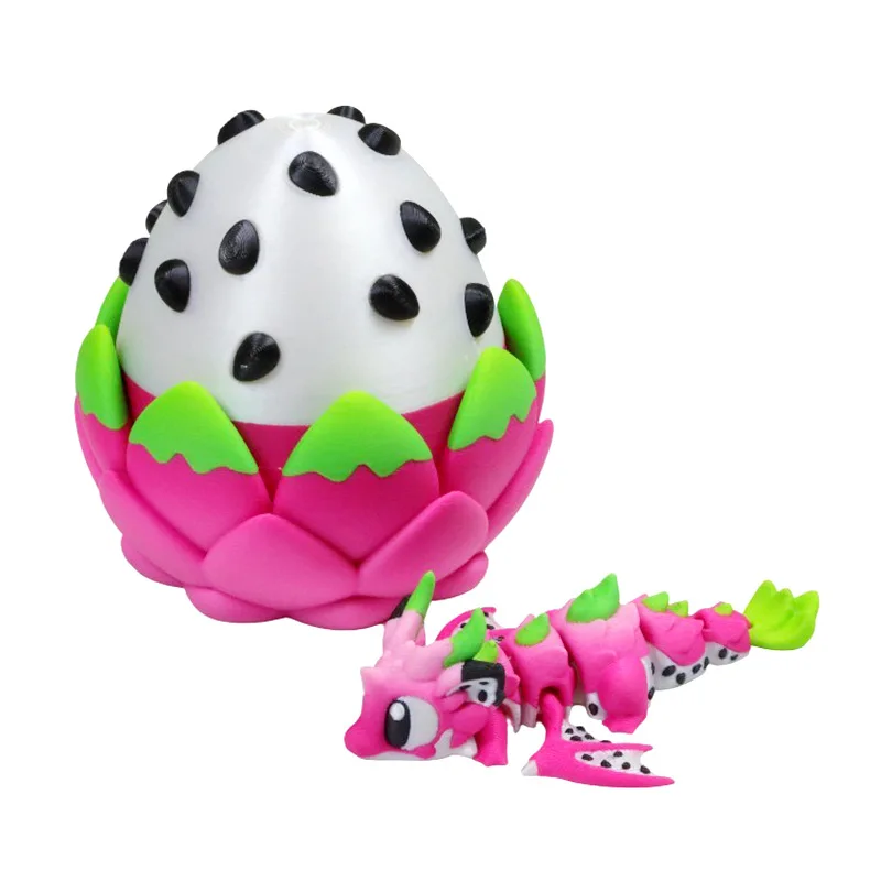 

Cute 3D Printed Dragon Egg & Dragon Figure Toy Set with Adorable Dragon Fruit Shape Desk Decoration Gifts For Friend