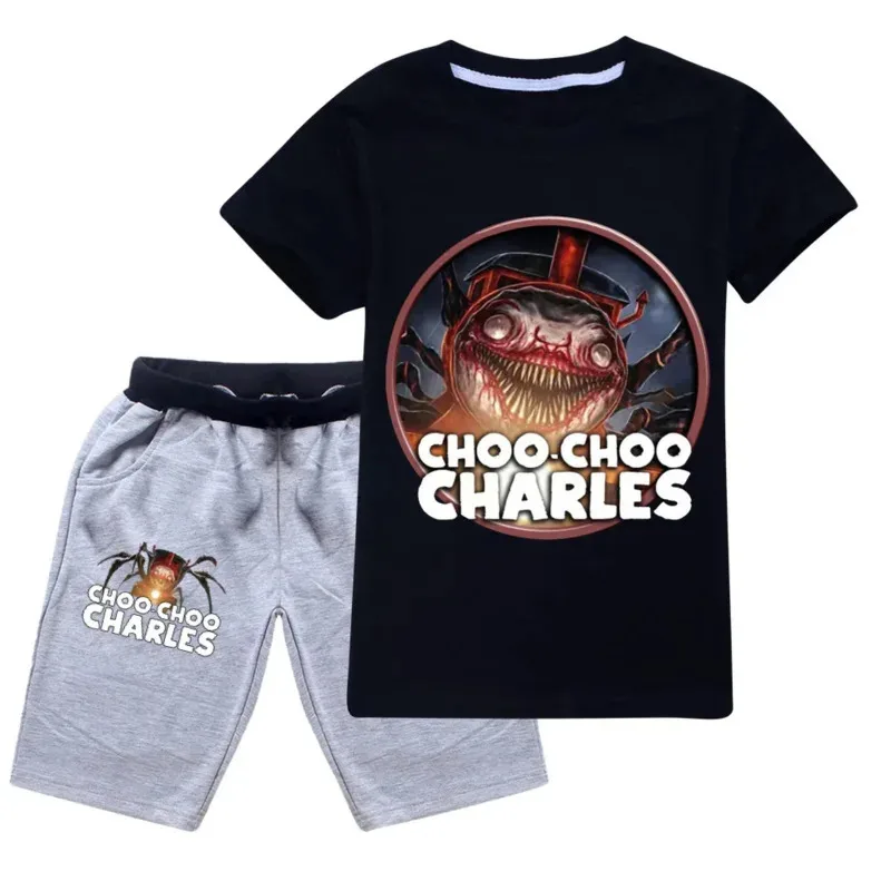 

Косплей Choo-Choo Charles, карнавальный костюм, детская повседневная одежда, футболка с короткими рукавами для мальчиков и шорты, комплекты для маленьких девочек, летняя одежда в стиле аниме