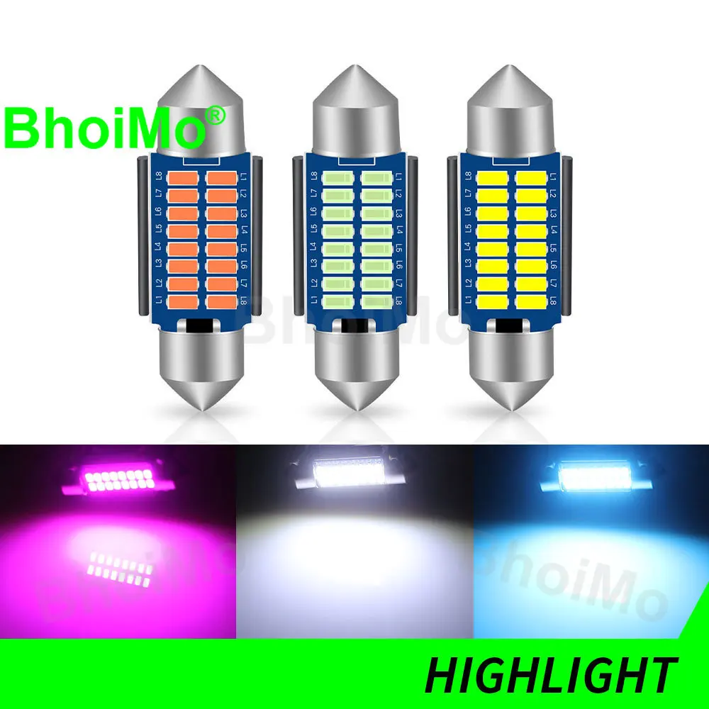 

BhoiMo 2PCS Interior Led 28MM 31MM Festoon Bulb C5W C10W 36MM 39MM 41MM Trunk License Plate Door Car Dome Signal Lamp Light