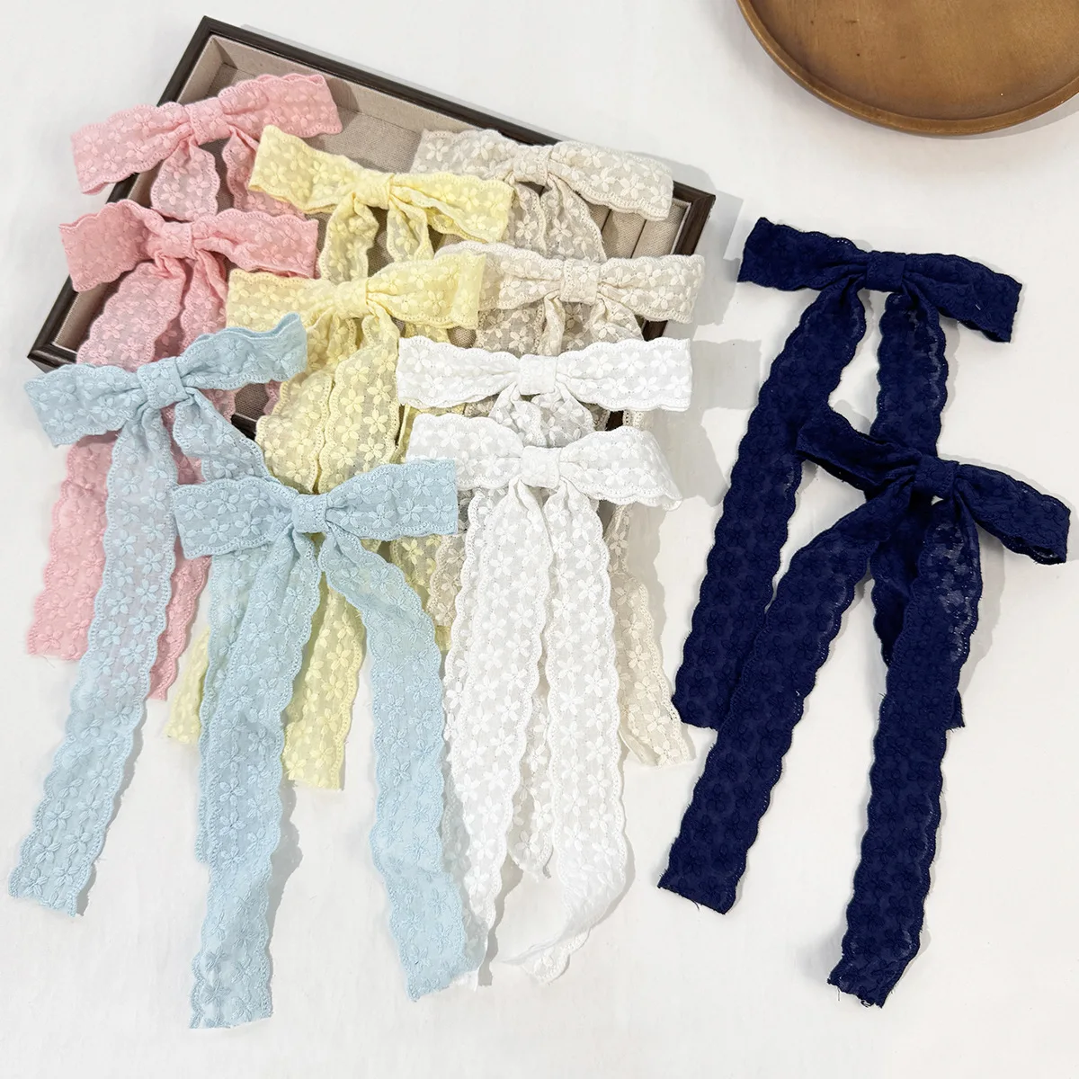 

30PC Korean Fashion Hair Accessories Set for Women And Girls Lace Embroidery Bow Hair Clips with Long Tassel Hairgrips Headwear