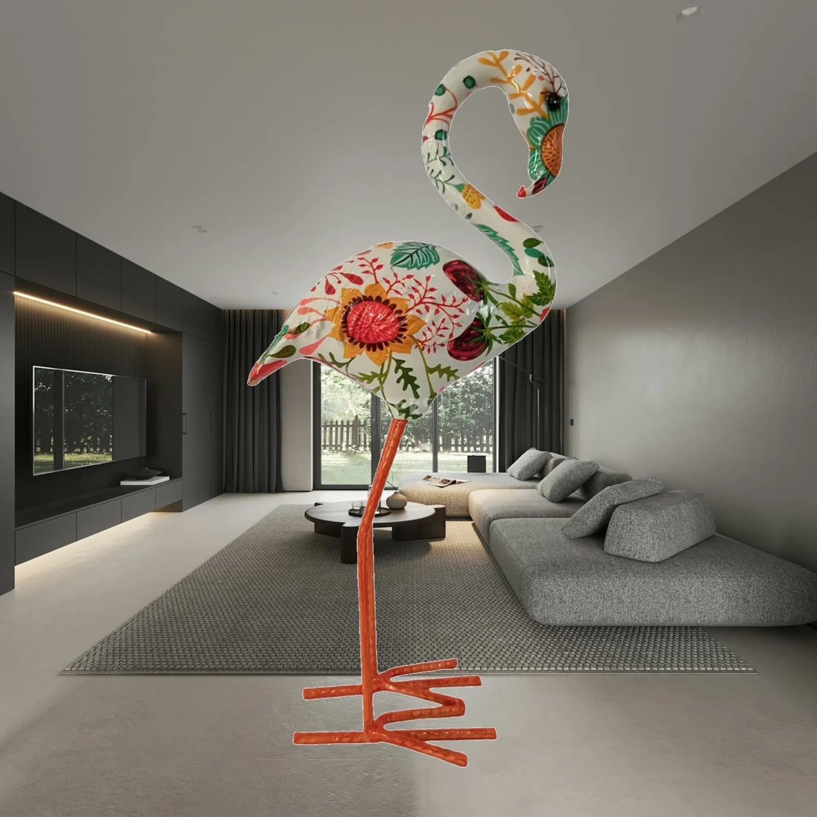 Outdoor Flamingo Garden Decor Resin Sculpture Decorative Animal Figure for Livingroom Shelf Decoration