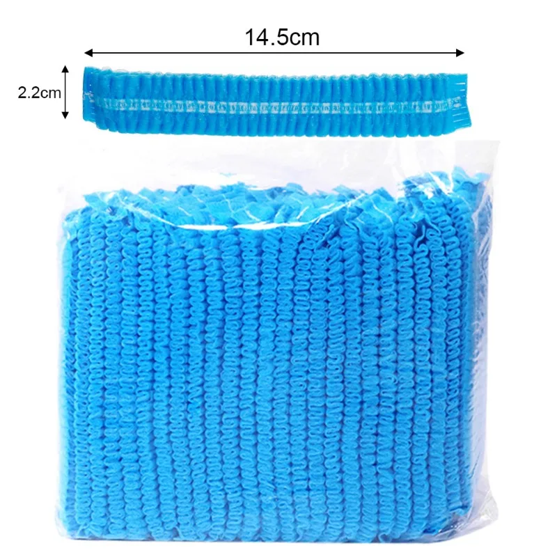 

50/100pcs Disposable Bouffant Caps Stretch Net Hair Head Cover Non Woven Fabric Dust Strip Hat Cooking Kitchen Bathroom Supplies