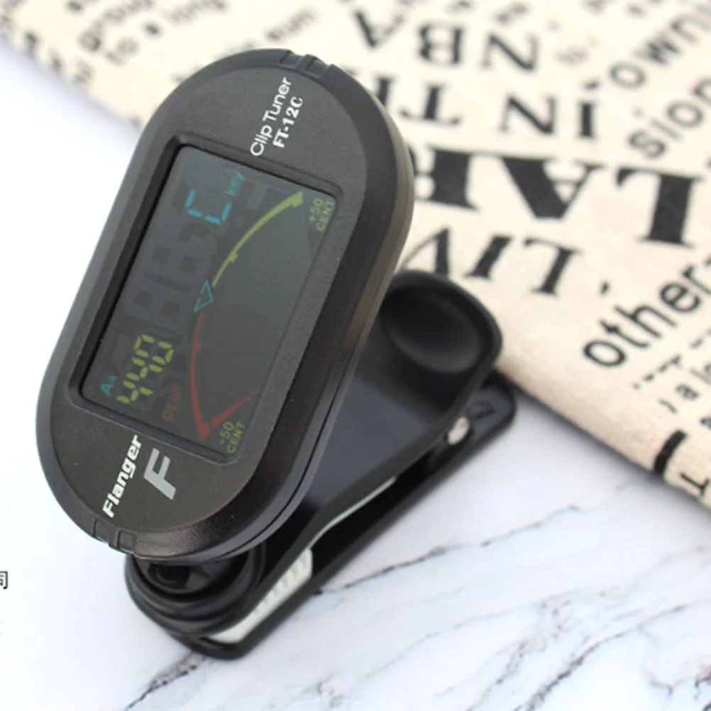 

LCD Display Guitar Tuner Clip-on Universal Multiple Use Tuner for Ukulele Violin Guitar Equal Temperament (Black)
