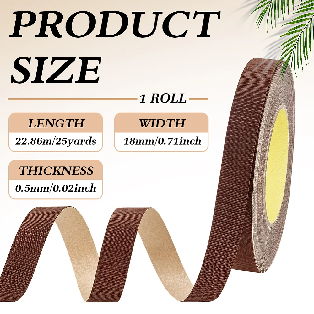 Self-Adhesive Grosgrain Ribbon Non-Slip Fabric Tape 25 Yards 0.7inch Cloth Tape Polyester Solid Grosgrain Ribbon Roll