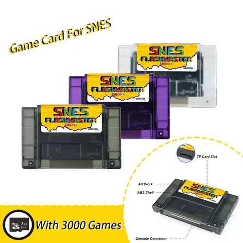Tarjeta de juego 3000 en 1 para Super Nintendo Everdrive con tarjeta TF de 8GB para consola de juegos SNES