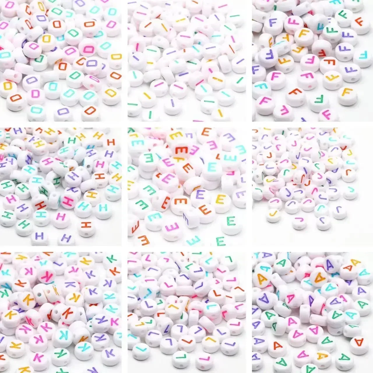 Acrylic Colorful A-Z 26 Letter Beads Round  Alphabet Beads With Holes For Jewelry Making Diy Bracelet Necklace Accessories