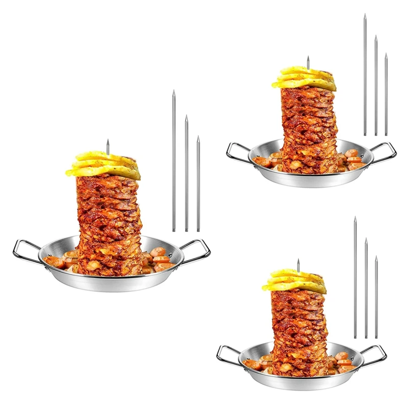 

Stainless Steel Stand Vertical Skewer Grill Removable Spikes Brazilian BBQ Skewer Reusable Grill Skewer