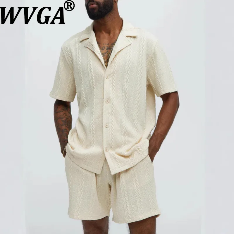 

WVGA весна лето новые мужские Tide Techwear нишевый дизайн с коротким рукавом шикарные повседневные индивидуальные модные комплекты из двух предметов дизайн W11958