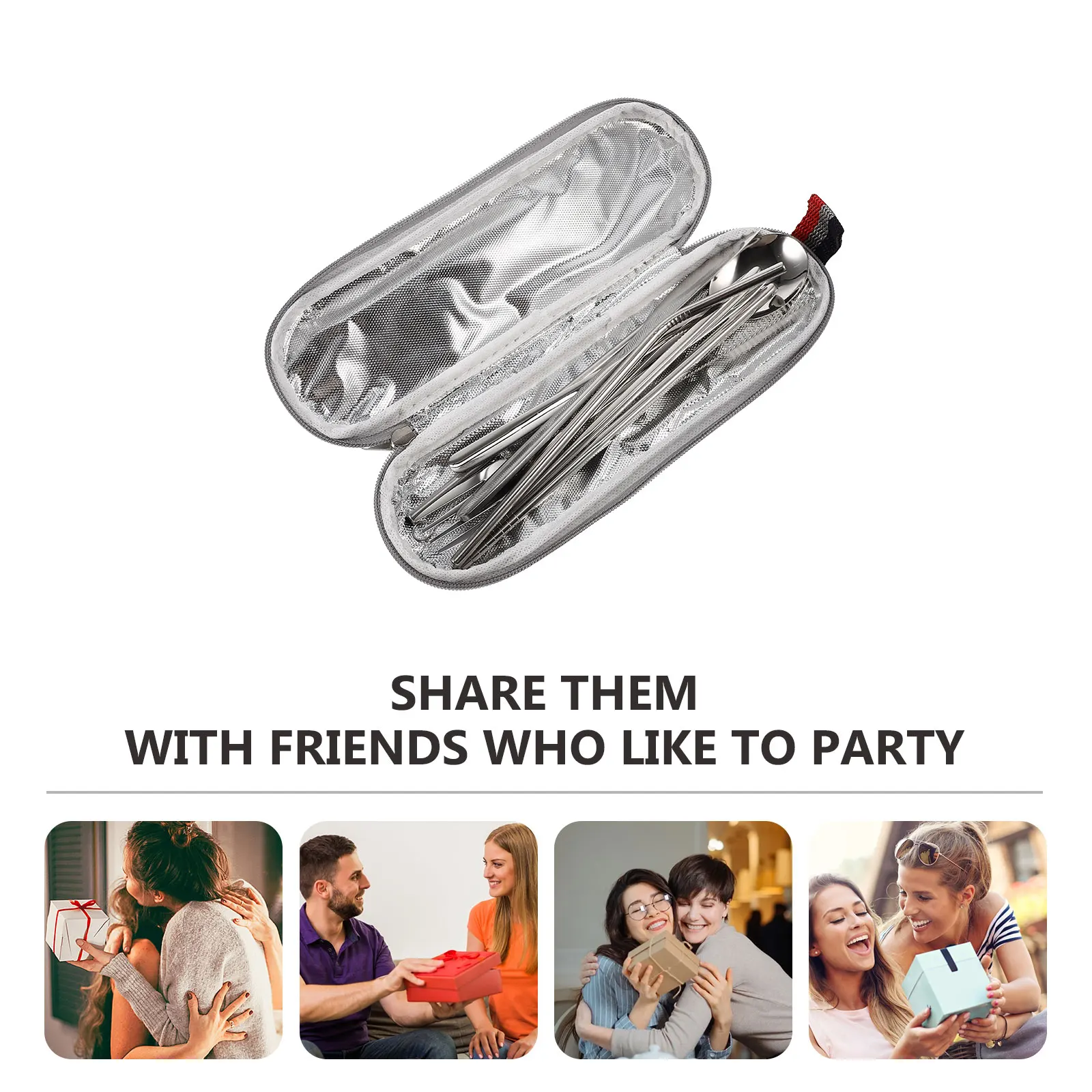 

1Set Portable Travel Utensil Set Stainless Steel Fork Spoon Chopsticks Tableware Kit Straw Cleaning Brush Outdoor Camping Picnic