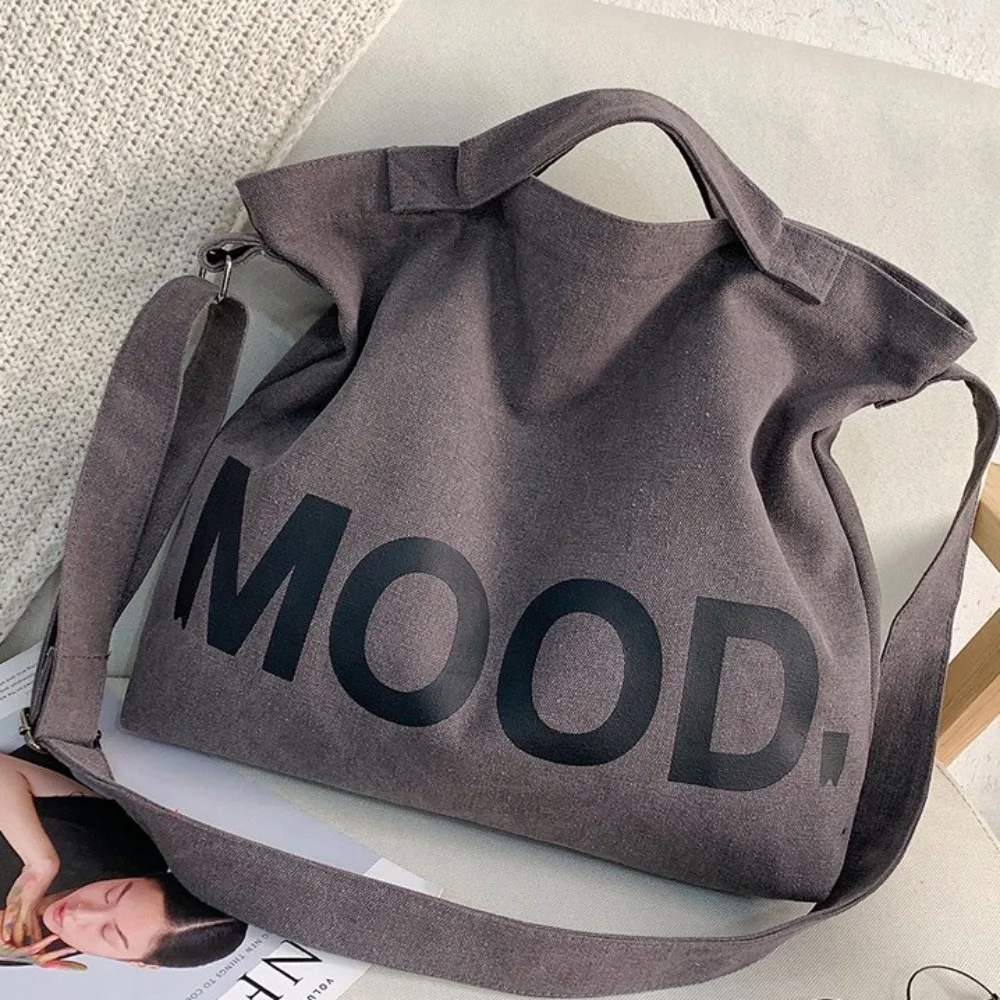 

Модная женская холщовая сумка большой емкости в стиле ретро, корейская сумка через плечо, регулируемая школьная сумка с буквами, унисекс